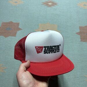 Vintage trucker hat mesh cap tractor supply co red farm adjustable snapback